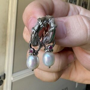 Judith Ripka pearl hoop earrings